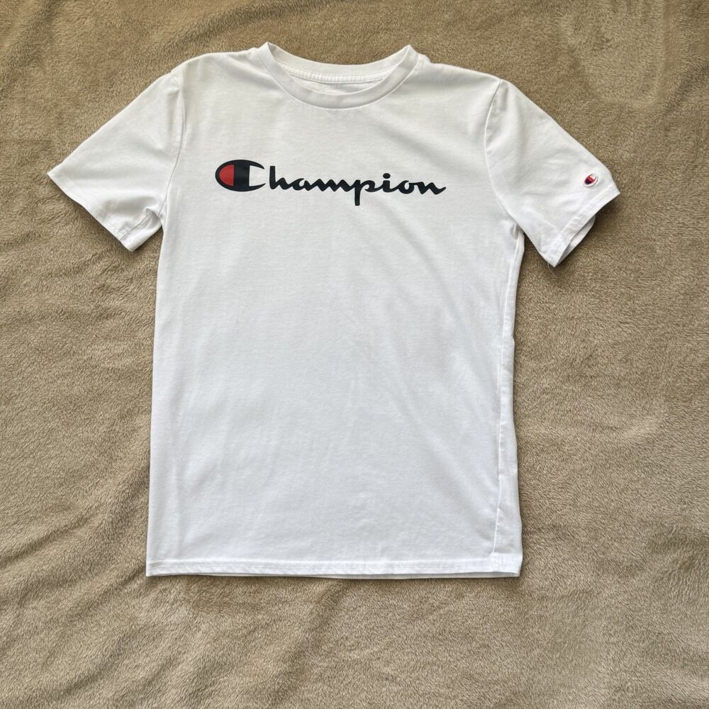 Champion Boys T-Shirt Size 10 White Gently Used